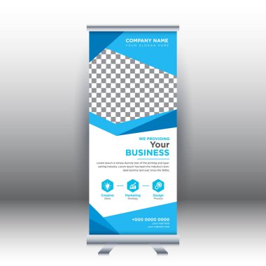 Yaratıcı soyut modern kurumsal işletme dikey rulo sancak tasarımı vektör illüstrasyon konsepti sergisi reklamcılık, sunum, kapak yayını.