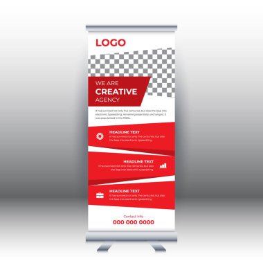 Yaratıcı soyut modern kurumsal işletme dikey rulo sancak tasarımı vektör illüstrasyon konsepti sergisi reklamcılık, sunum, kapak yayını.