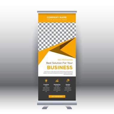Yaratıcı soyut modern kurumsal işletme dikey rulo sancak tasarımı vektör illüstrasyon konsepti sergisi reklamcılık, sunum, kapak yayını.