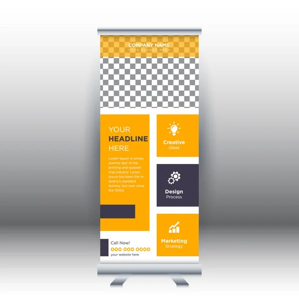 Creative Abstract Modern Corporate Business Vertical Roll Banner Design Template — Vetor de Stock
