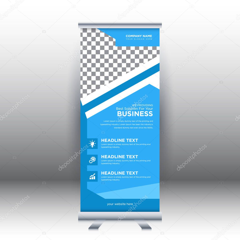 Creative abstract modern corporate business vertical roll up banner design template vector illustration concept exhibition advertising, presentation, cover publication.