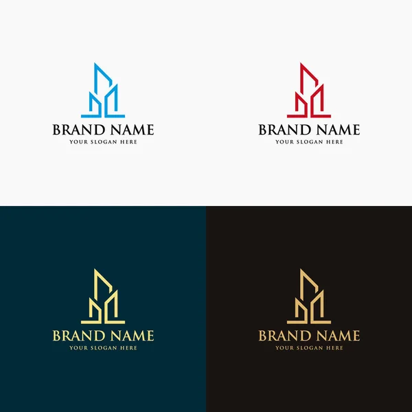 Immobilien Business Logo Design Vorlage Vektorillustration Moderne Und Elegante Linienkunst — Stockvektor