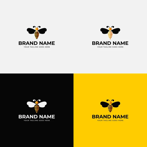 Kreative Abstrakte Bienenhonig Logo Design Vektor Konzept Vorlage Illustration Für — Stockvektor