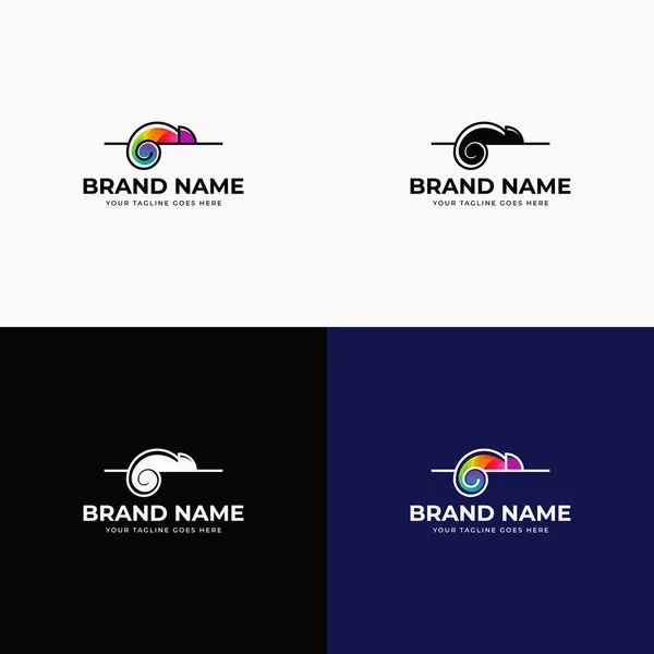 Moda Camaleão Colorido Logotipo Design Modelo Vetor Ilustração Animal Lagarto — Vetor de Stock