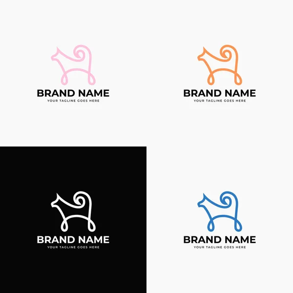 Kreativ Modern Line Art Style Minimal Dog Logo Design Template — Stockvektor