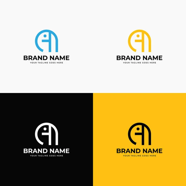 Creative Modern Line Art Style Minimal Elephant Logo Design Template — Stock Vector