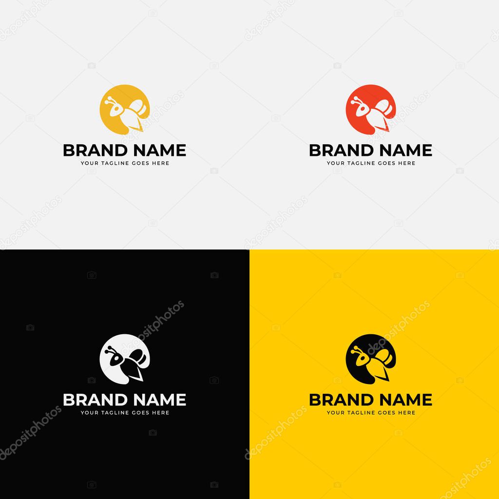 Negative space creative circle bee honey logo design vector concept template illustration for honey collect sell and buy company branding or business startup.