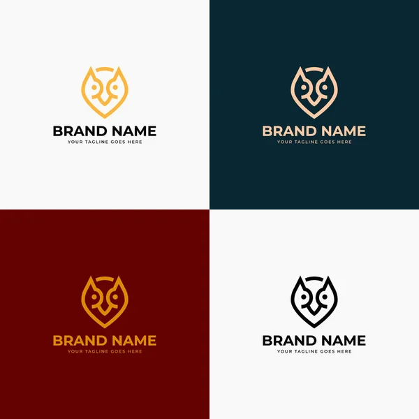 Estilo Arte Línea Simple Creativo Moderno Logotipo Búho Concepto Diseño — Vector de stock