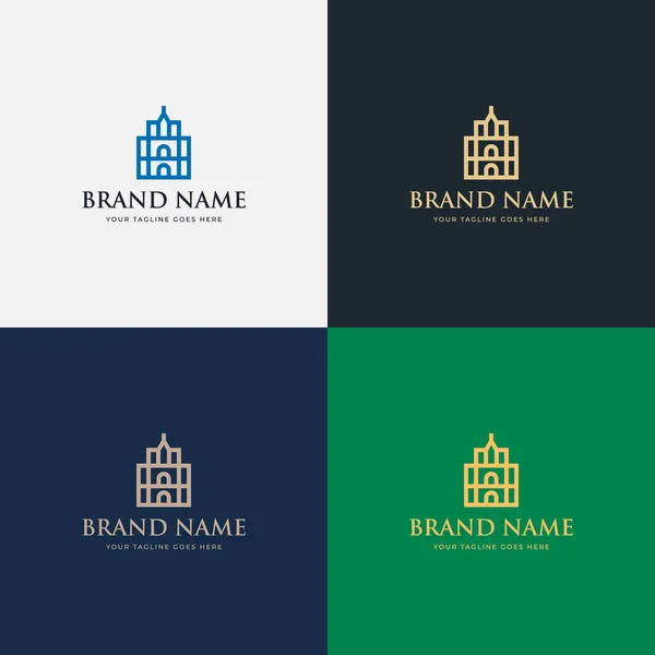 Linie Kunst Luxus Elegante Gewölbte Immobilien Business Palace Logo Design — Stockvektor