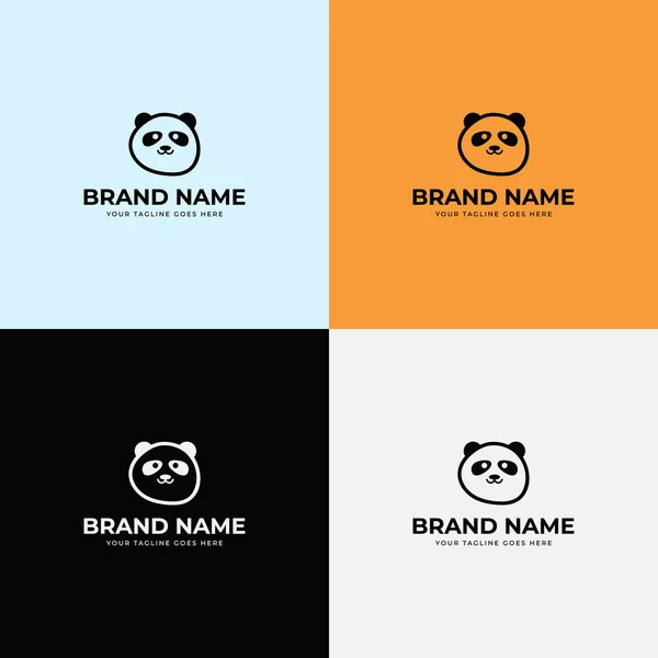 Cute Panda Bear Silhouette Logo Design Vector Template — Stock Vector