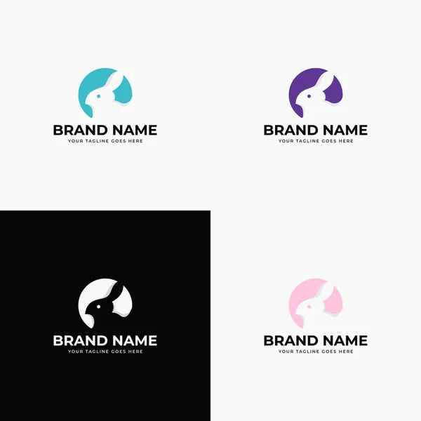 Espaço Negativo Criativo Simples Modelo Design Logotipo Coelho Minimalista Bonito —  Vetores de Stock