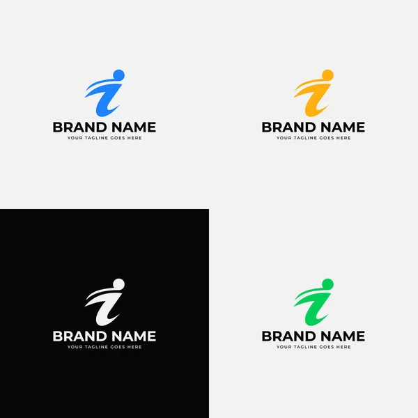 Man Jump Modern Abstract Curve Letter Concepto Diseño Iconos Logotipo — Vector de stock