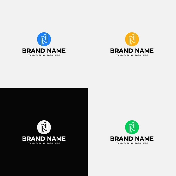 Tecnologia Linha Criativa Abstract Modern Letter Logo Design Vector Template — Vetor de Stock