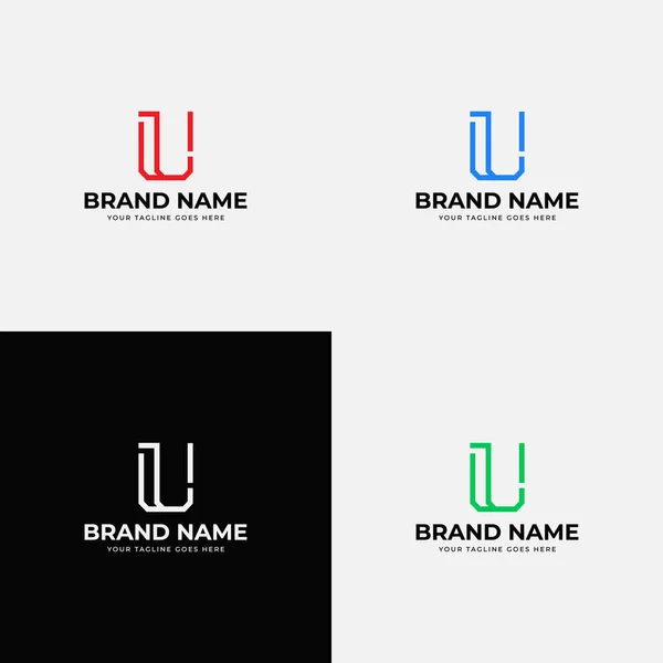 Trendy Modern Line Art Inicial Letra Logotipo Com Variações Cor — Vetor de Stock