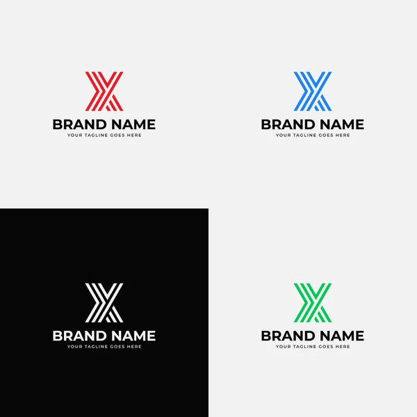 リーナースタイルの初期X文字のロゴデザインベクトルテンプレートの傾向 カラーバリエーションのあるビジネスや企業のアイデンティティのためのプロの手紙Xアイコンデザイン — ストックベクタ