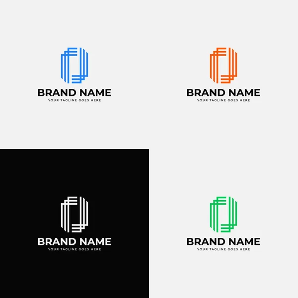 Rectangle Ligne Art Style Créatif Moderne Lettre Initiale Logo Design — Image vectorielle