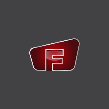 Şirketin ilk 3d harfli f logosu tasarım şablonu vektörü. Kırmızı renk 3D ortam logo vektör şablonu.
