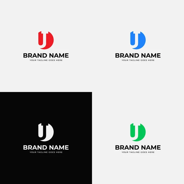 Negative Space Trendy Modern Line Brush Initial Letter Logo Color — стоковый вектор