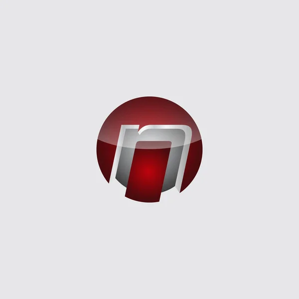 ビジネス企業の初期円3D文字Nロゴデザインテンプレートベクトル 赤い色の3Dサークルロゴベクトルテンプレート — ストックベクタ