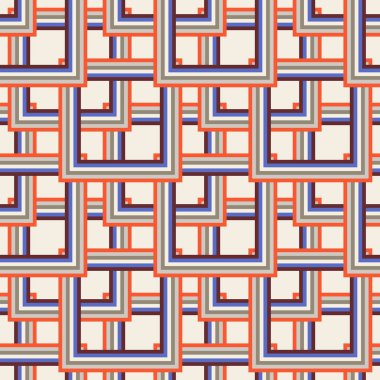 Farklı geometrik şekillerin dekoratif, kusursuz deseni. Duvar kağıdı, ambalaj kağıdı ve ambalaj için soyut desen. Kare,