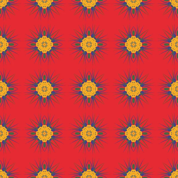 Dekoratives Nahtloses Muster Mit Farbenfrohen Elementen Abstrakter Hintergrund Für Textilien — Stockvektor