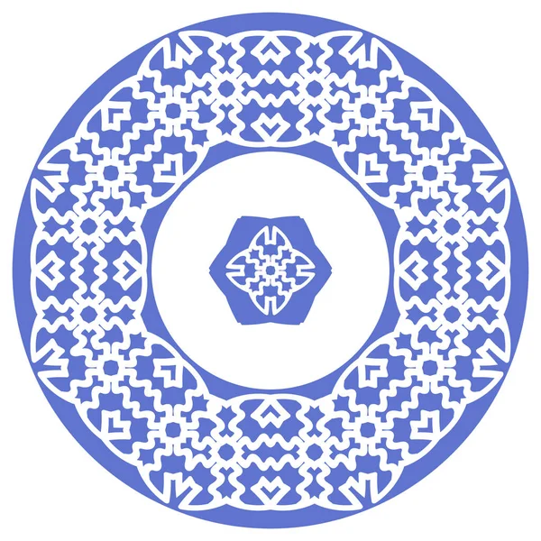 Синяя Рамка Номера Дизайн Шаблона Синим Узором Круглым Мотивом Векторная — стоковый вектор