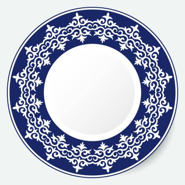 Kazak, Kırgız, Özbek, Tatar, Yakut, Türk motifli vektör süsleme çerçevesi. Ulusal sınır, tekstil, plaka, fayans ve baskı tasarımı için Asya dekoru. Tasarımınız için çalışma parçası