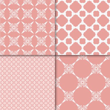 Ev yapımı tekstil için 4 adet dekoratif kusursuz desen. Soyut doku tasarımları arka planlar, motifler, tekstil, duvar kağıtları, kumaşlar, hediye ambalajları, şablonlar için kullanılabilir. Albüm için Tasarım Kağıdı.