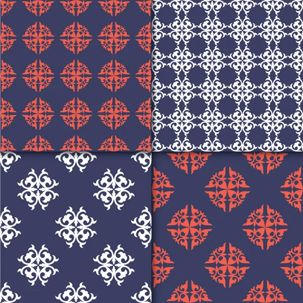 Ev yapımı tekstil için 4 adet dekoratif kusursuz desen. Soyut doku tasarımları arka planlar, motifler, tekstil, duvar kağıtları, kumaşlar, hediye ambalajları, şablonlar için kullanılabilir. Albüm için Tasarım Kağıdı.