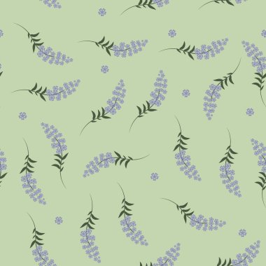 Arka plan için kusursuz lavanta deseni, motifler, tekstil, duvar kağıtları, kumaşlar, hediye ambalajları, şablonlar, ev yapımı ve baskı tasarımı. Vektör.