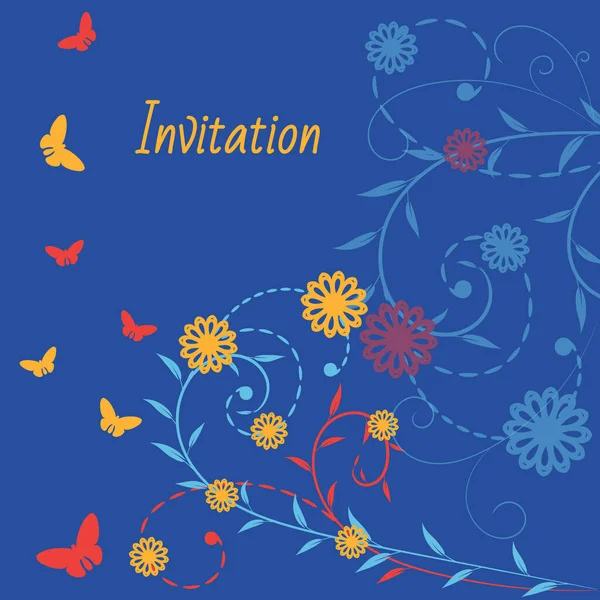 Heldere Wenskaart Ontwerp Template Bloemenkaart Met Vlinders Bloemenkaart Voor Groeten — Stockvector