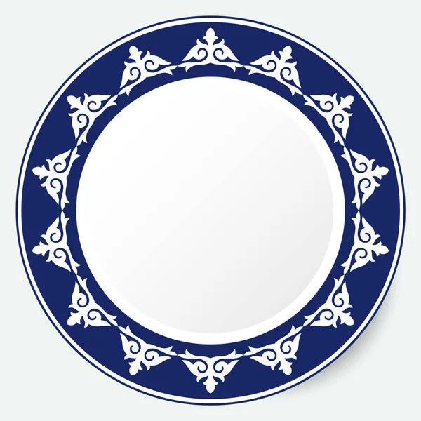 Circle Frame Workpiece Your Design Ornamental Elements Motifs Kazakh Kyrgyz — Stock Vector