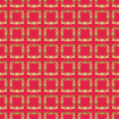 Arka plan için altın elementler ve eski tarz duvar kağıtları olan vektör dekoratif kusursuz desen. Arkaplan, tekstil, duvar kağıtları, kumaşlar, hediye paketi, şablonlar için vektör illüstrasyonu.