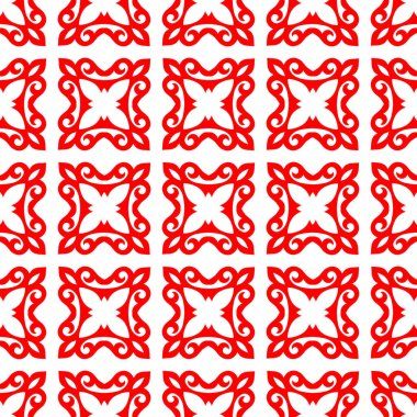 Dekoratif Asyalı Halkın Kusursuz Örnekleri. Asyalı Göçebelerin Süsü: Kırgız, Kazak, Beşir, Tatar, Yakut, Moğol. Kağıt Ürünleri, Tekstil Etnik Vektör İllüstrasyonu.