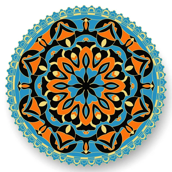 Στρογγυλό Στολίδι Έθνικ Στυλ Mandala Κυκλικό Αφηρημένο Μοτίβο Λουλουδιών Διακοσμητικό — Διανυσματικό Αρχείο