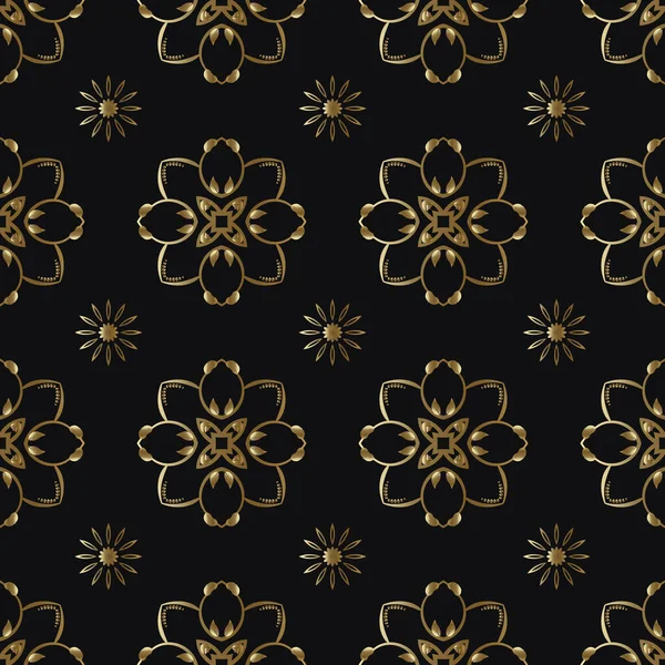 Gold Pattern Ornament Seamless Floral Geometric Pattern Design Wallpaper Fashion — Stock Vector