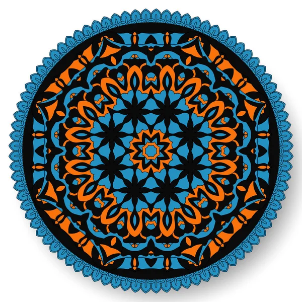 Στρογγυλό Στολίδι Έθνικ Στυλ Mandala Κυκλικό Αφηρημένο Μοτίβο Λουλουδιών Διακοσμητικό — Διανυσματικό Αρχείο