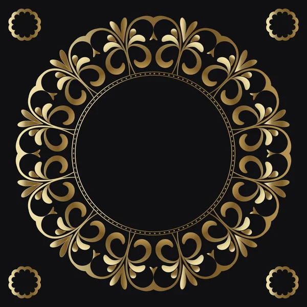 Luxury Frame Gold Color Black Background Ornamental Frame Cafe Restaurant — Stock Vector
