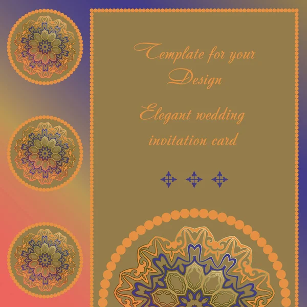 Tarjeta Invitación Boda Diseño Con Mandala Plantilla Para Diseño Wihs — Vector de stock