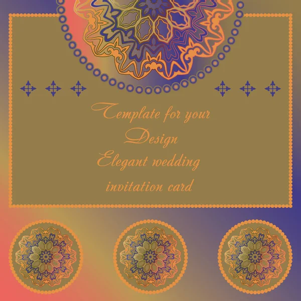 Tarjeta Invitación Boda Diseño Con Mandala Plantilla Para Diseño Wihs — Archivo Imágenes Vectoriales