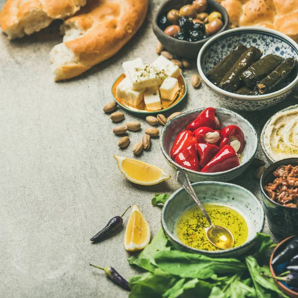 Mediterranean Middle Eastern Meze Starter Platter — Stock Photo, Image