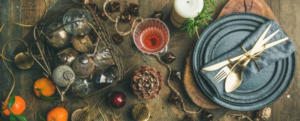 Weihnachten Oder Silvester Feiertag Tisch Decken — Stockfoto