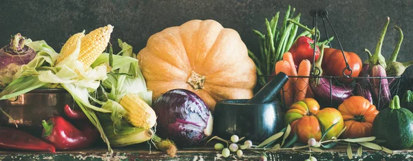 Ingredientes Vegetarianos Otoño Surtido Varias Verduras Otoño Para Una Cocina — Foto de Stock