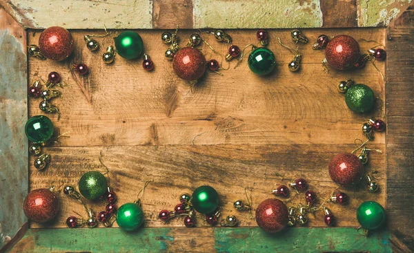 Natale Capodanno Sfondo Vacanza Texture Carta Parati Flat Lay Verde — Foto Stock