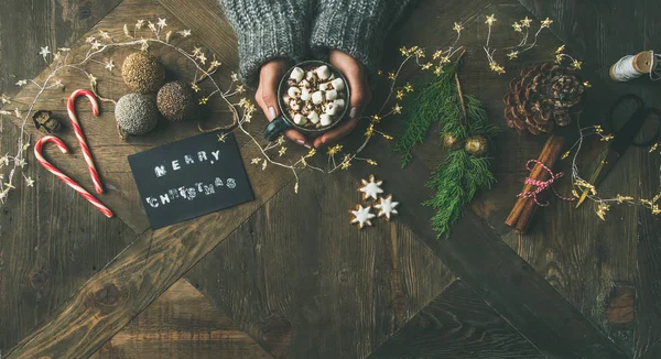 Navidad Fondo Año Nuevo Flat Lay Tarjeta Felicitación Juguetes Brillantes —  Fotos de Stock