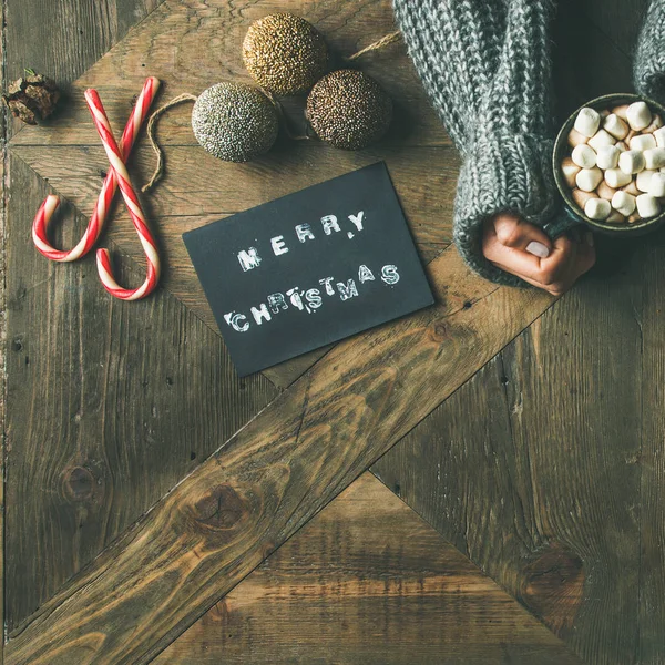 Natale Capodanno Sfondo Vacanza Posa Piatta Biglietto Auguri Giocattoli Scintillanti — Foto Stock