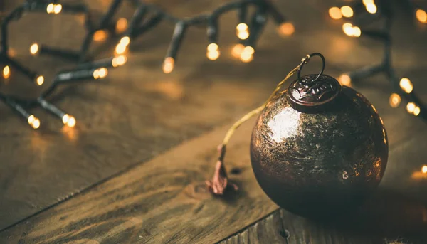 Noel Yeni Yıl Arka Plan Vintage Noel Ağacı Oyuncak Dekorasyon — Stok fotoğraf