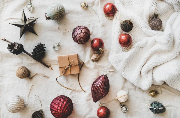 Weihnachten Oder Neujahr Urlaub Hintergrund Textur Und Tapete Flache Verlegung — Stockfoto