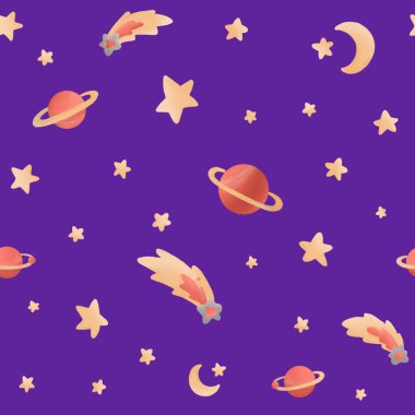 Uzay elementleri kusursuz desen. Uzay karalama çizimi.