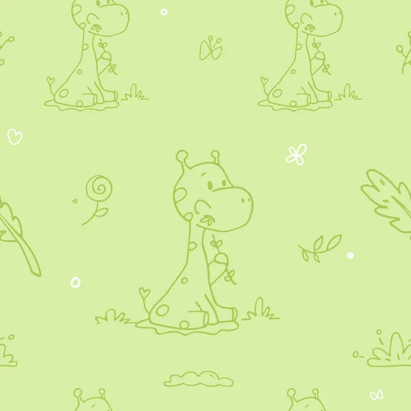 Modèle tendre sans couture avec des girafes bébé — Image vectorielle